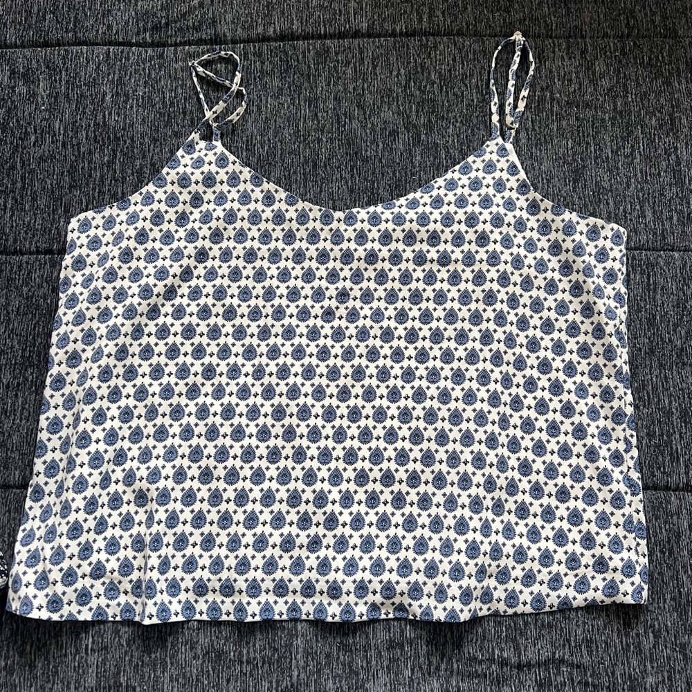 Blue and White Patterned Women's Tank